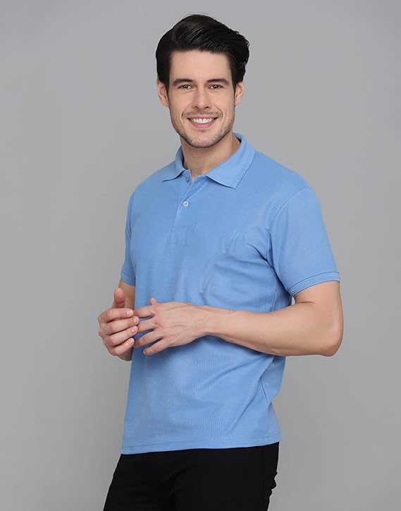 Poly Cotton Solid Half Sleeves Mens Polo T-shirt (Pack of 5)